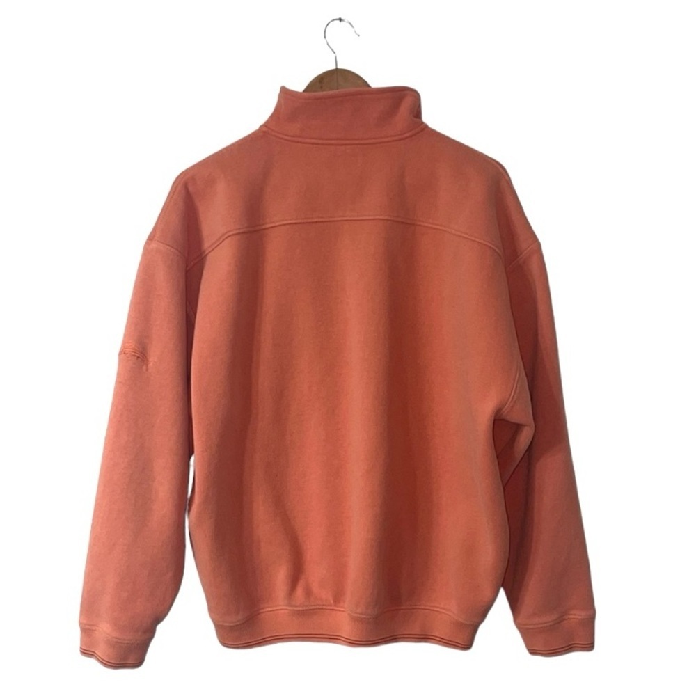 Tommy Bahama Salmon 1/4 Zip Pullover Sweatshirt Cotton Pink Orange Womens Large - Picture 2 of 5